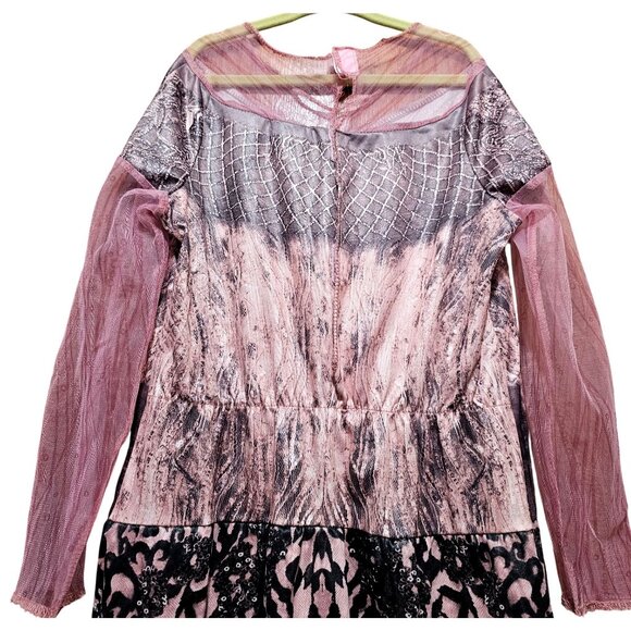 Descendants 3 Girls Long Sleeve Costume Jumpsuit With Tulle Overlay Pink & Black - Picture 4 of 9